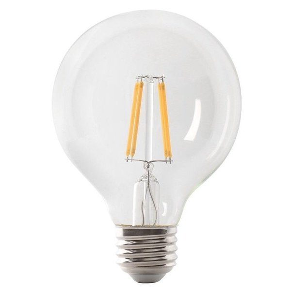LED Bulb, Globe, G25 Lamp, 60 W Equivalent, E26 Lamp Base, Dimmable, Clear, Feit Electric, Mfr#: BPG2560/950CA/FIL